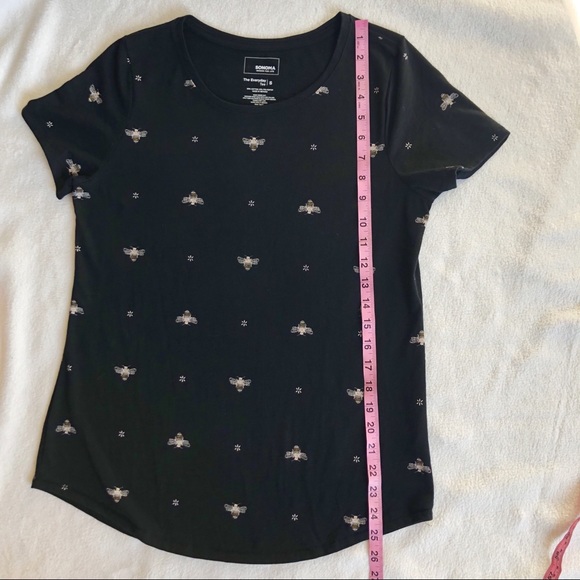 Sonoma Women’s Black Tee Bumble Bee Print Cotton, size Small - Picture 8 of 16
